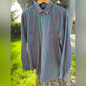 Vintage 1990s Patagonia deep pink and turquoise light flannel Men’s size Large